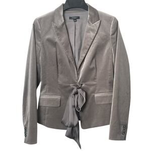 Ann Taylor Women's Size 8 Gray Velvet Blazer Jacket Front Tie Sash Career Office
